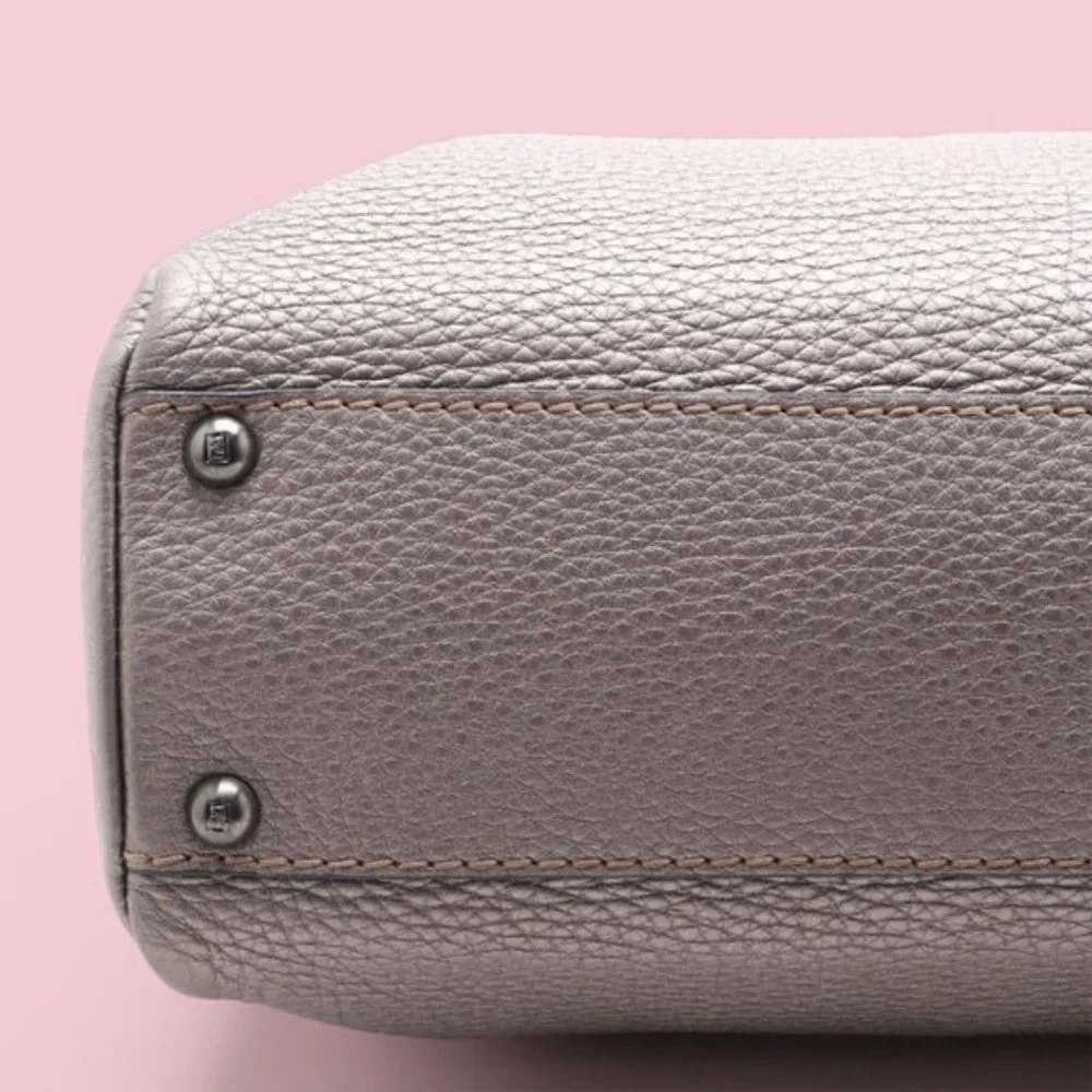 Fendi Medium Gray Leather Selleria Peekaboo Bag - Picture 6 of 13